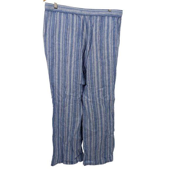 Tommy Bahama Linen Blend Blue Striped Pants Size L Relaxed Fit Resort Beachwear - Picture 2 of 7